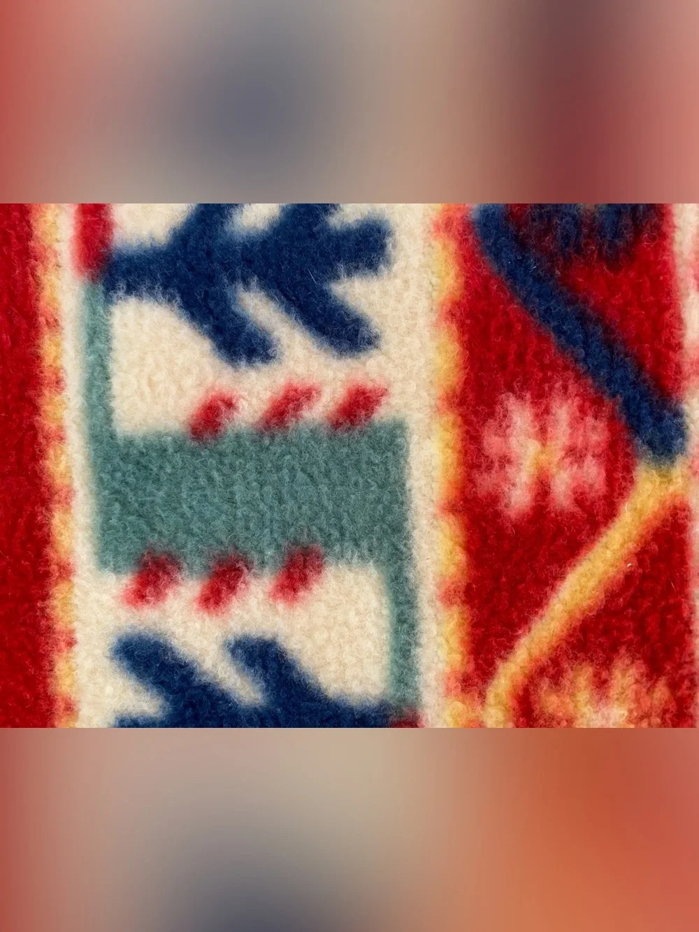 Vintage Revert Spain Red Reversible Geometric Fleece Throw Blanket